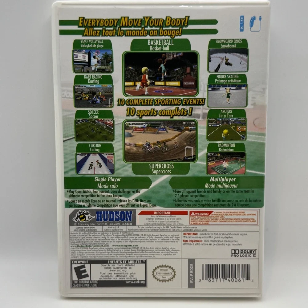 Deca Sports Nintendo Wii Game Hudson Soft 2008 CIB RVL-RDXE-USA